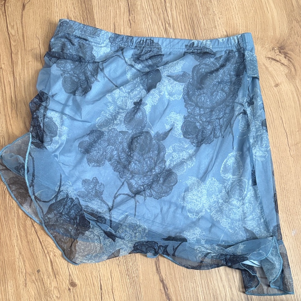 Floral Blue Mini Skirt